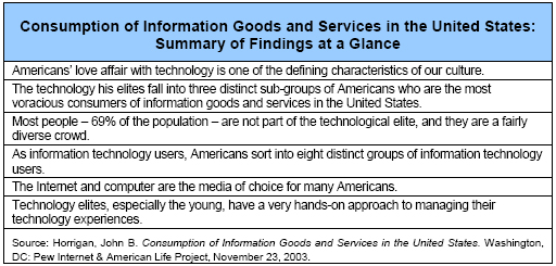Consumption of Information Goods and Services in the United States: Summary of Findings