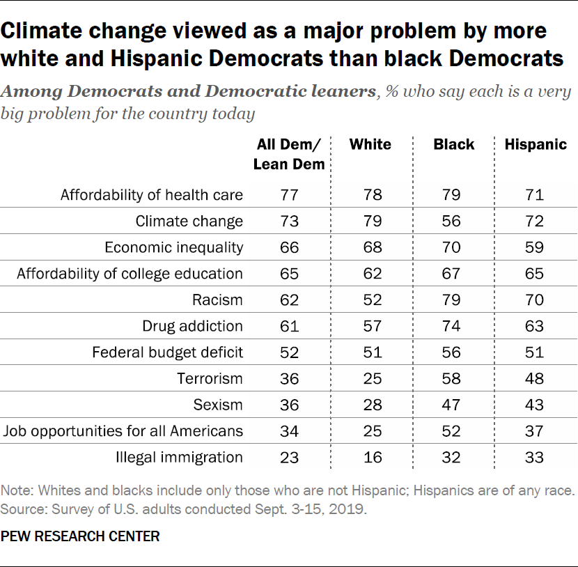 El cambio climático es visto como un problema importante por más demócratas blancos e hispanos que por demócratas negros