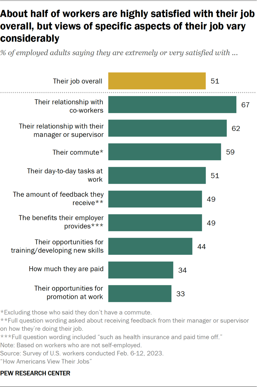 How Americans View Their Jobs Pew Research Center 7373