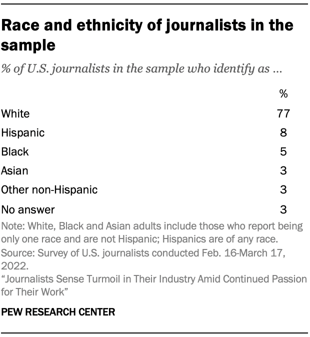 Race and ethnicity of journalists in the sample