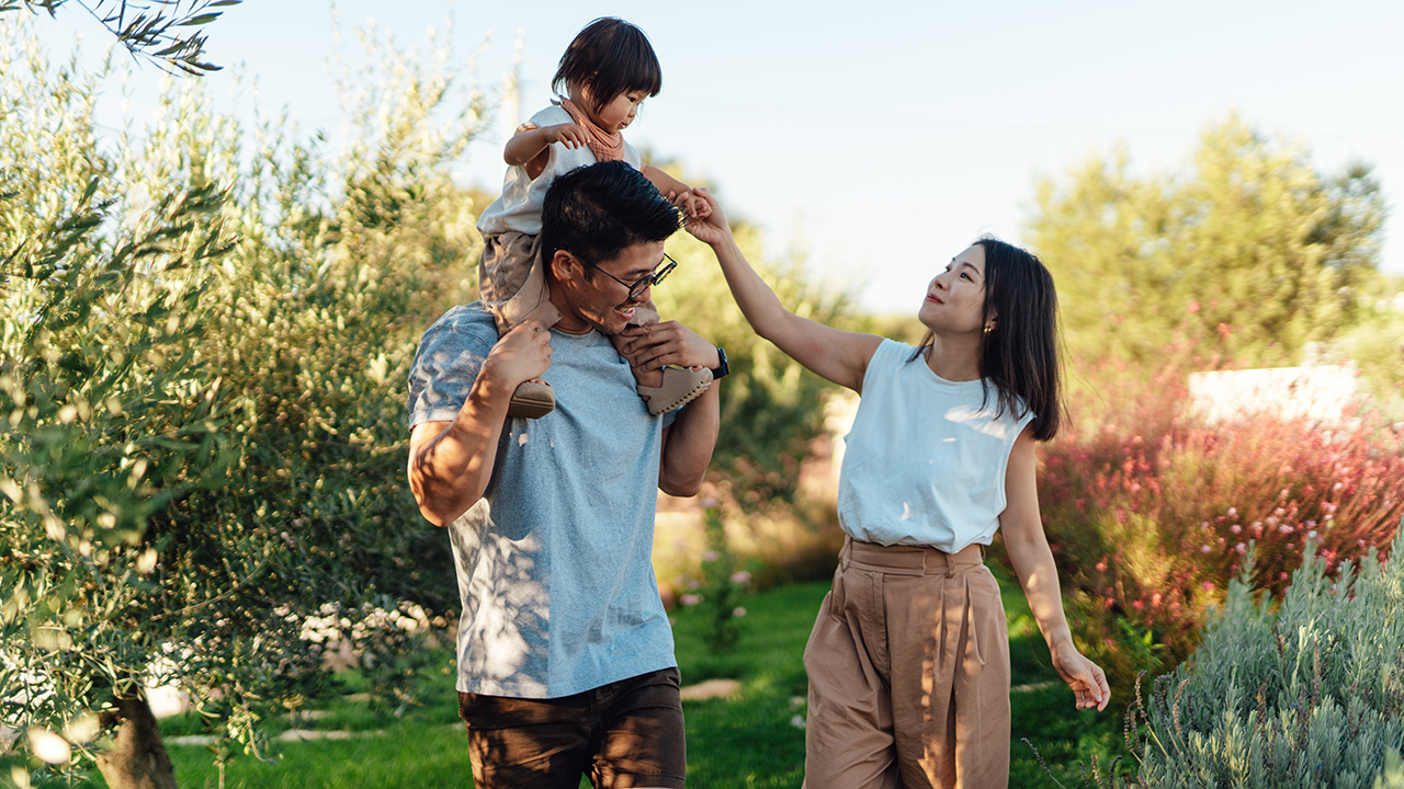 An image of an Asian American family