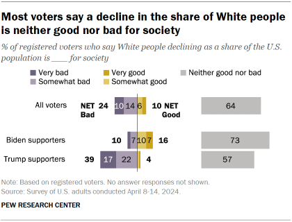 Chart shows Most voters say a decline in the share of White people is neither good nor bad for society