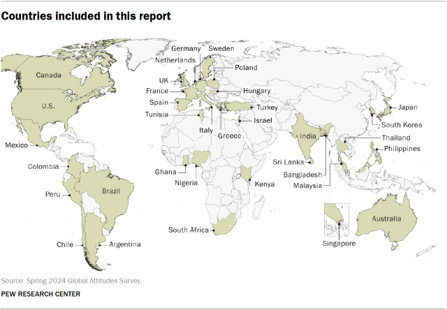 A map showing the countries included in this report.