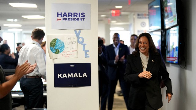 Vice President and Democratic presidential candidate Kamala Harris arrives at campaign headquarters in Wilmington, Delaware, on July 22, 2024. (Erin Schaff/Pool/AFP via Getty Images)