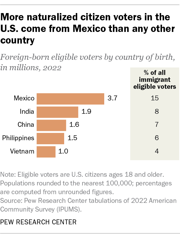 More naturalized citizen voters in the U.S. come from Mexico than any other country