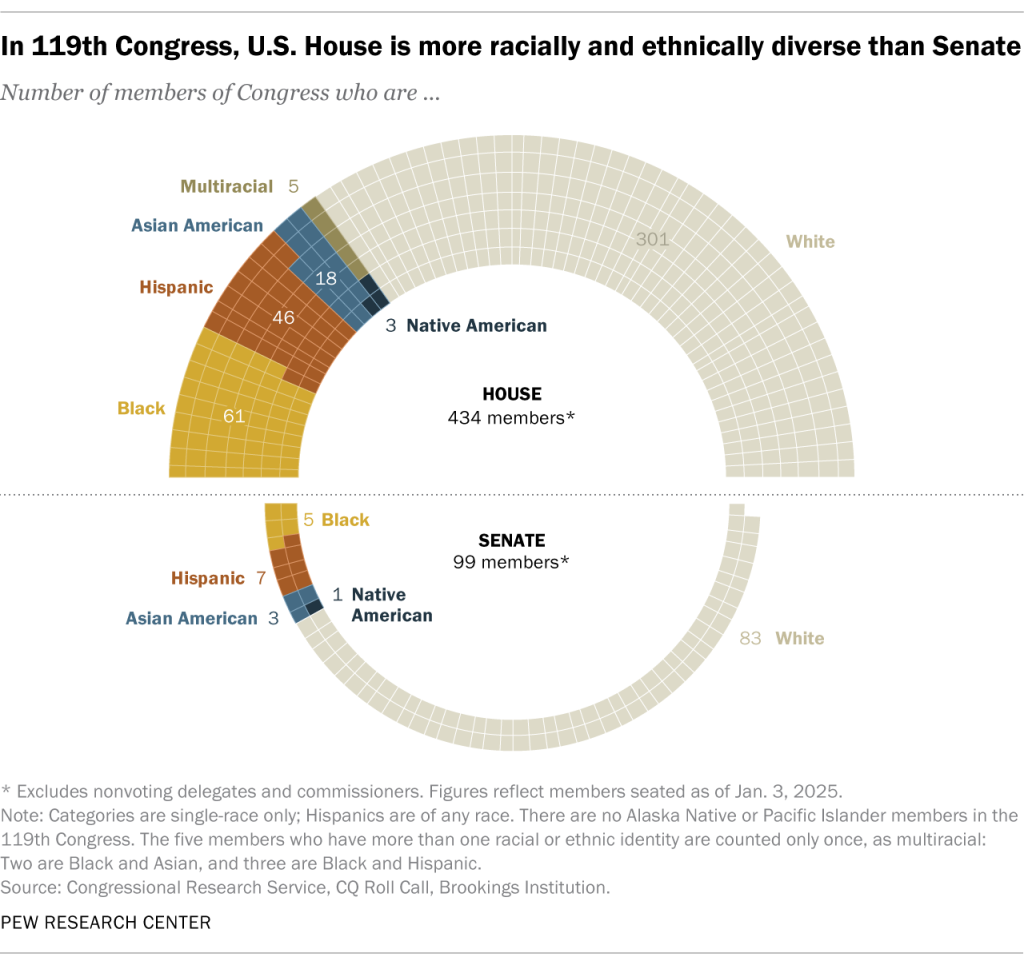 In 119th Congress, U.S. House is more racially and ethnically diverse than Senate