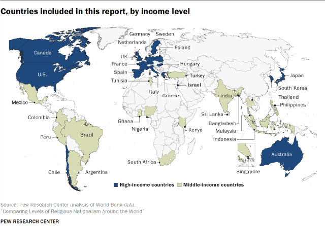 A map of Countries included in this report, by income level