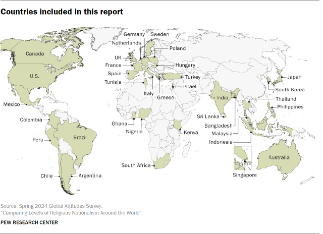 A map showing countries included in this report