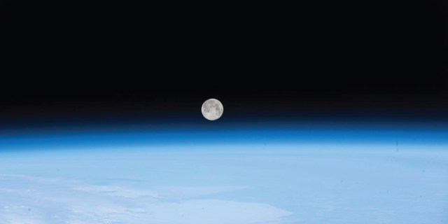 (April 30, 2018) --- The full moon was pictured April 30, 2018 as the International Space Station orbited off the coast of Newfoundland, Canada.